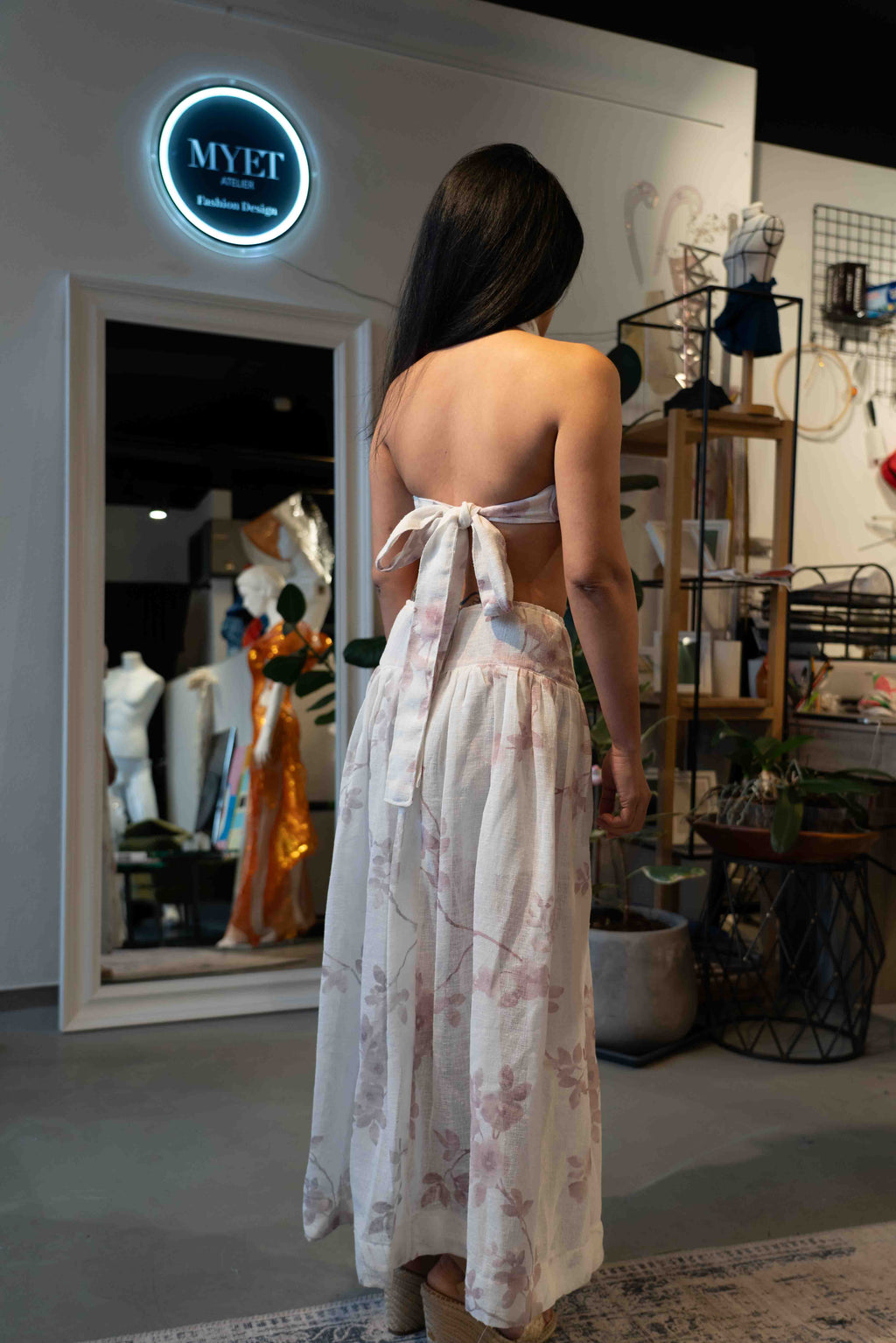 MYET Open Back Two-Piece Set in Linen