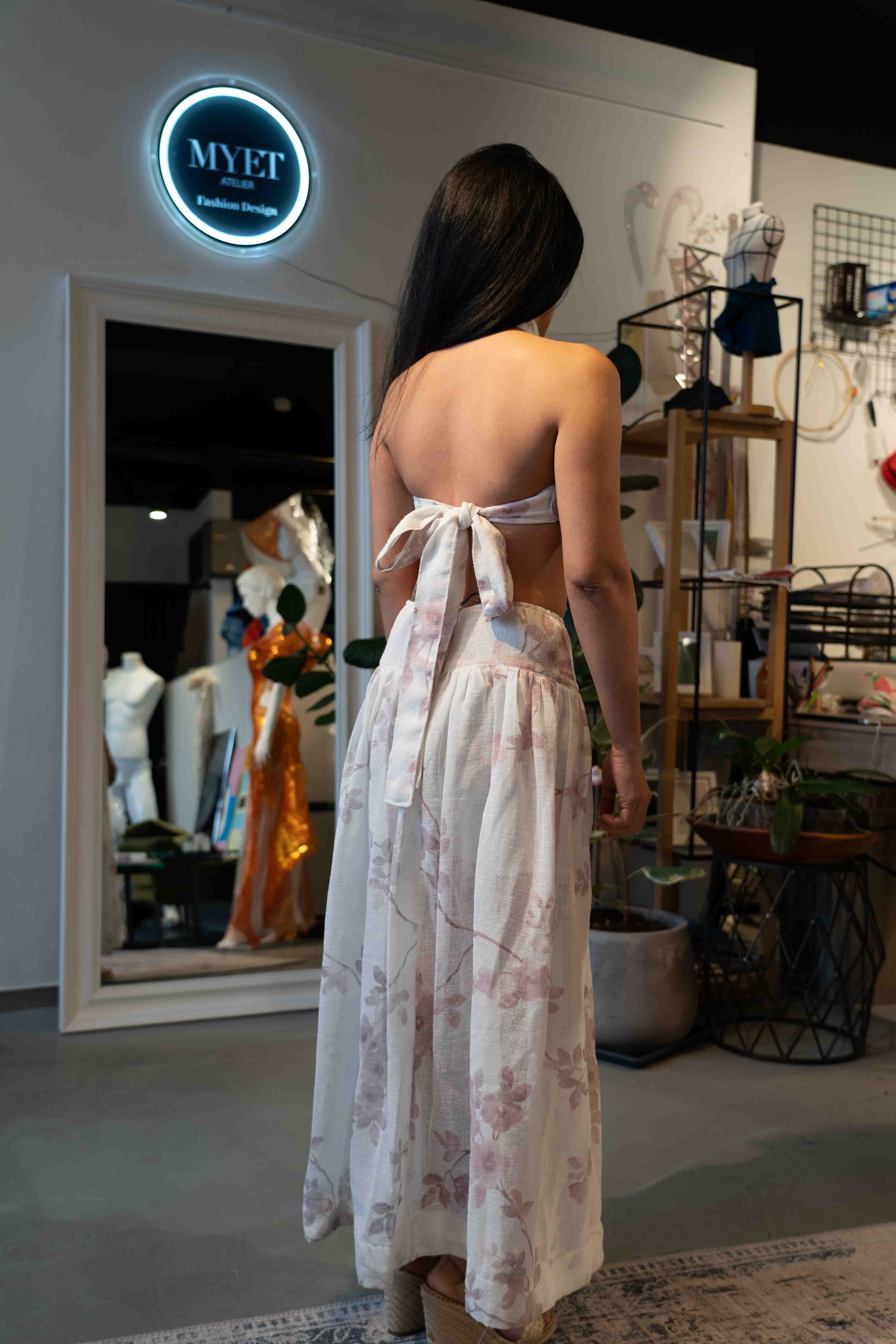 MYET Open Back Two-Piece Set in Linen