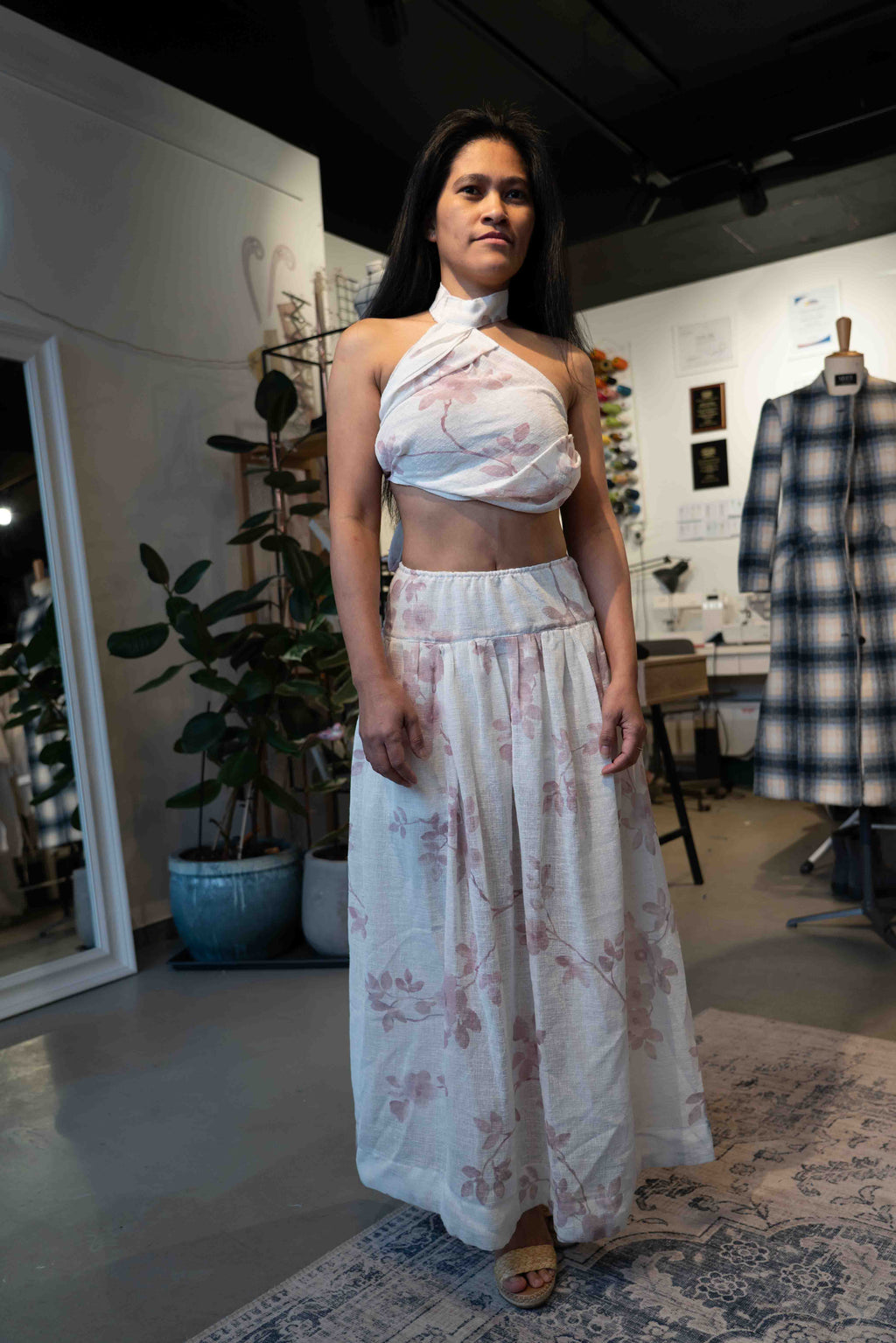 MYET Open Back Two-Piece Set in Linen