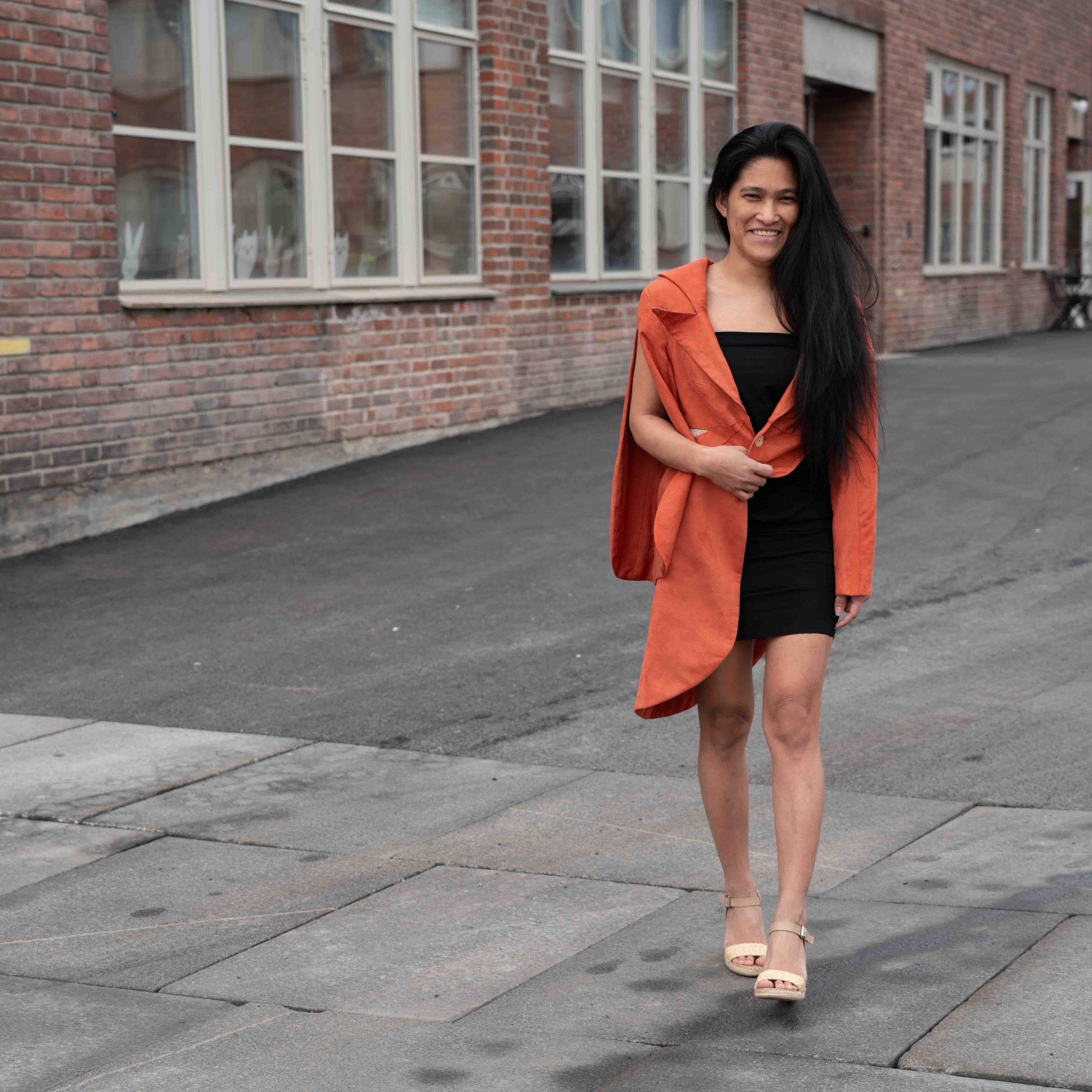 A sculptural suade dress by MYET